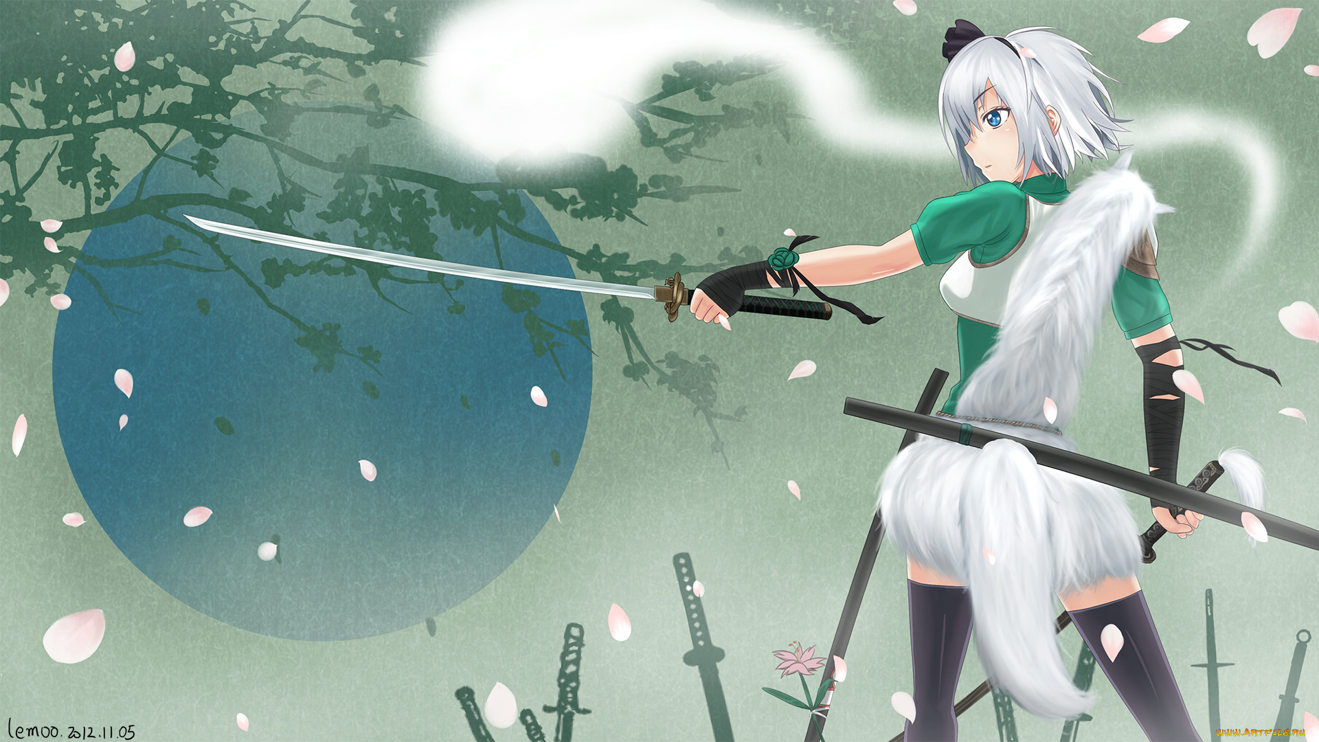 by, lemoo, , touhou, konpaku, youmu
